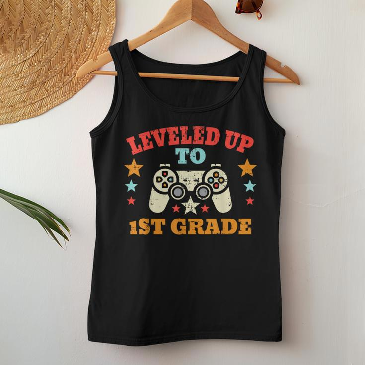 Game Leveled Up To 1St Grade First Day Of School Gamer Boys Women Tank Top Weekend Graphic Funny Gifts