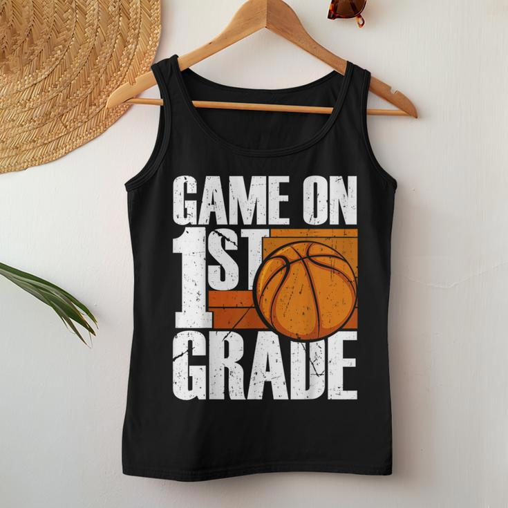 Game On 1St Grade Basketball Back To School First Grade Team Women Tank Top Weekend Graphic Funny Gifts