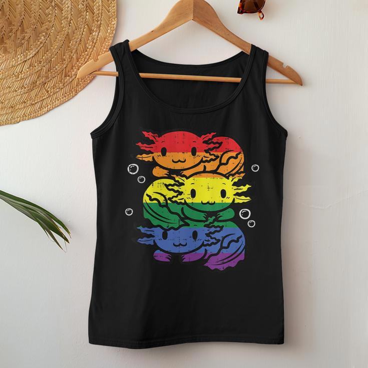 Gay Pride Axolotl Pile Cute Rainbow Flag Lgbt Men Women Kids Women Tank Top Unique Gifts