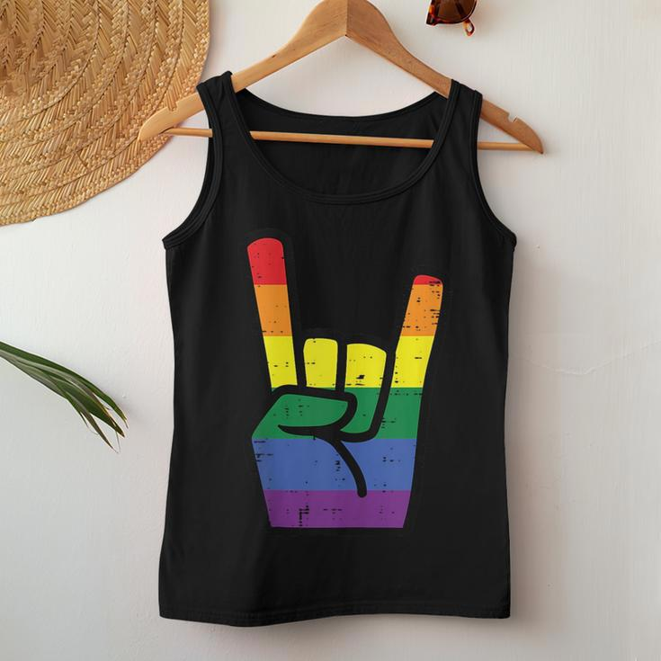 Gay Pride Rock Hand Rainbow Flag Lgbtq Rocker Boys Kids Men Women Tank Top Unique Gifts