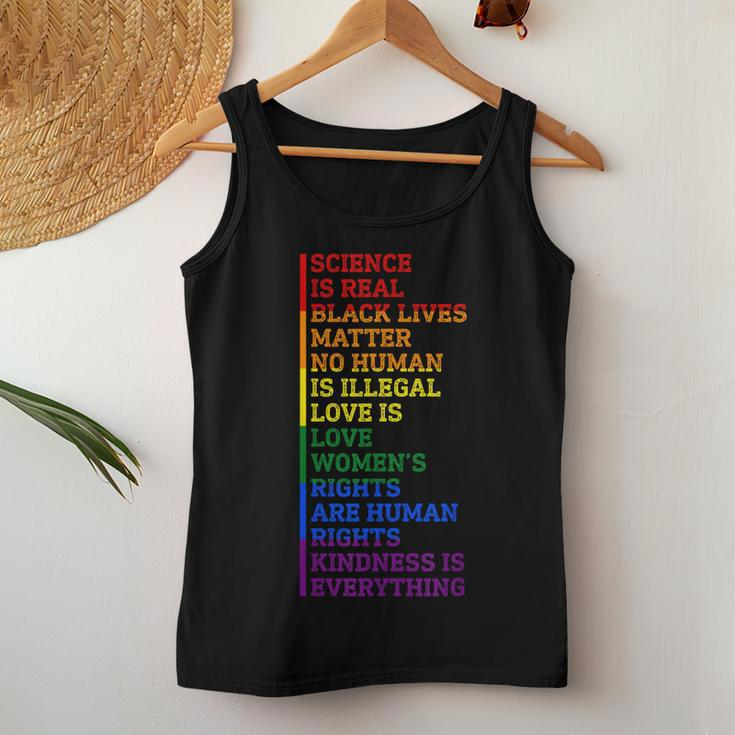 Gay Pride Science Is Real Black Lives Matter Rights Women Tank Top Unique Gifts