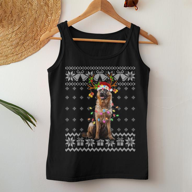 German Shepherd Christmas Reindeer Ugly Christmas Sweater Women Tank Top Funny Gifts