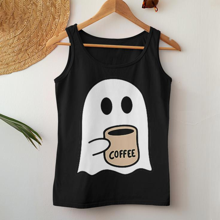 Ghost Drinking Coffee Funny Halloween Costume Coffee Lover Women Tank Top Weekend Graphic Personalized Gifts