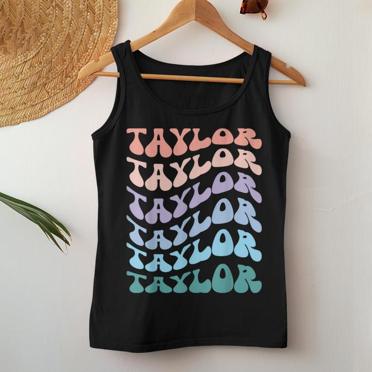 Girl Retro Groovy Taylor First Name Personalized Birthday Women Tank Top Funny Gifts