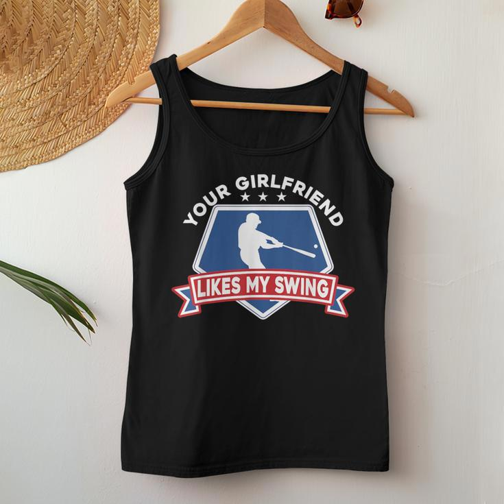 Girlfriend Likes My Swing Baseball Inappropriate Quote Women Tank Top Unique Gifts