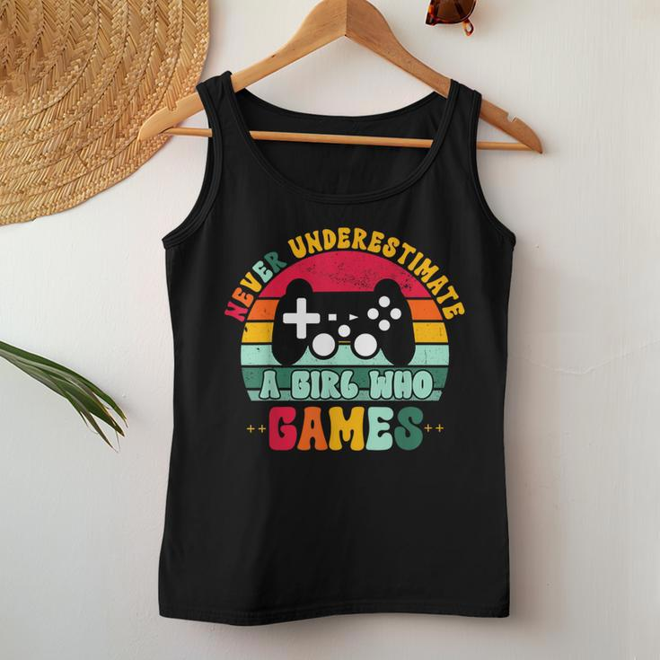 Girls Who Games Never Underestimate A Girl Who Games Women Tank Top Funny Gifts