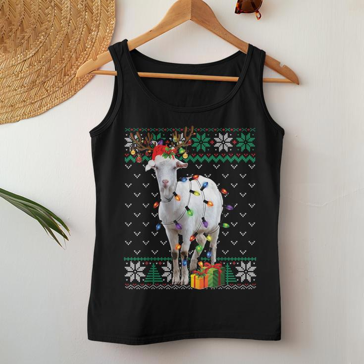 Goat Christmas Ugly Sweater Reindeer Christmas Pajama Farm Women Tank Top Funny Gifts