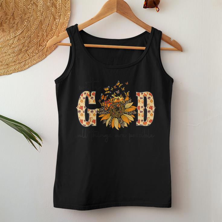 With God All Things Are Possible Christian Fall Thanksgiving Women Tank Top Personalized Gifts