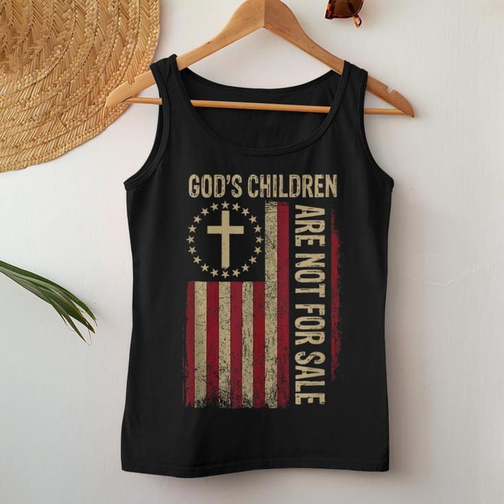 Gods Children Are Not For Sale American Flag Funny Women Tank Top Weekend Graphic Unique Gifts