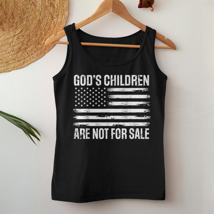 Gods Children Are Not For Sale Funny American Flag Quote Women Tank Top Weekend Graphic Personalized Gifts