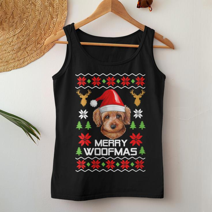 Goldendoodle Santa Hat Ugly Christmas Sweater Holiday Women Tank Top Unique Gifts