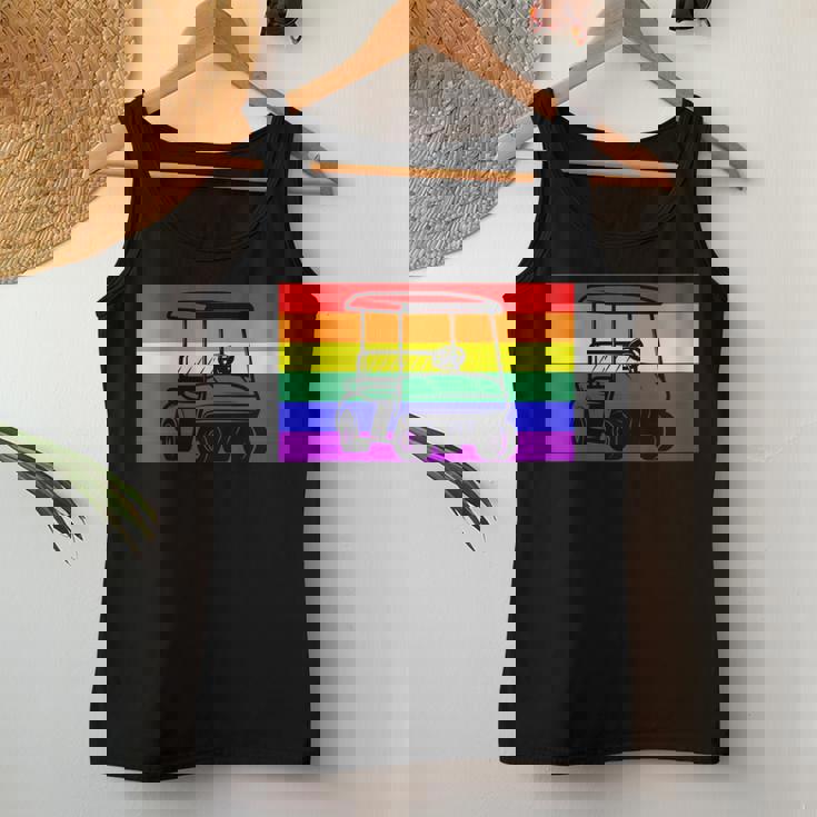 Golf Cart Gay Pride Flag Lgbtq Aesthetic Golfer Pattern Cute Women Tank Top Unique Gifts