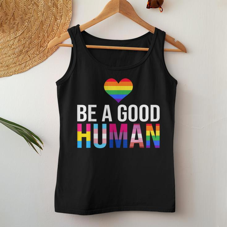 Be A Good Human Lgbt Lgbtq Gay Lesbian Pride Rainbow Flag Women Tank Top Unique Gifts