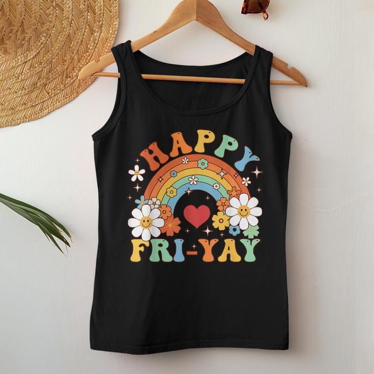 Groovy Happy Fri-Yay Friday Lovers Fun Teacher Tgif Women Tank Top Unique Gifts