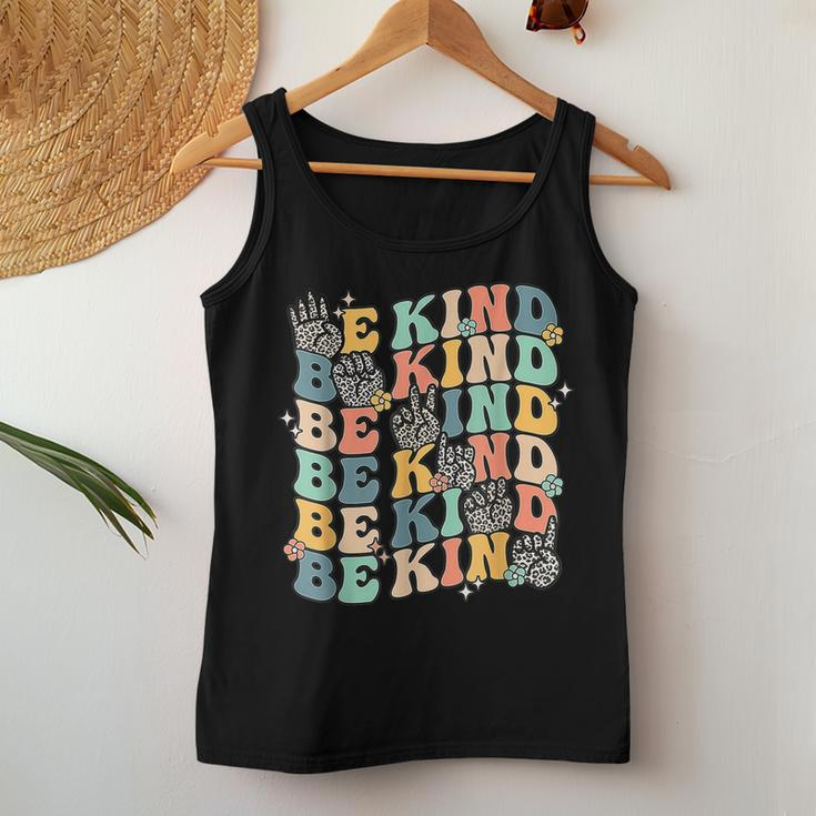 Groovy Be Kind Hand Sign Asl Communicate Sped Language Spell Women Tank Top Unique Gifts