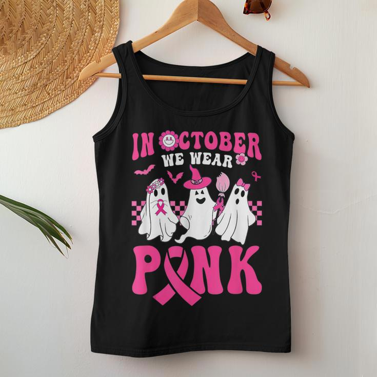 Groovy Wear Pink Breast Cancer Warrior Ghost Halloween Women Tank Top Funny Gifts
