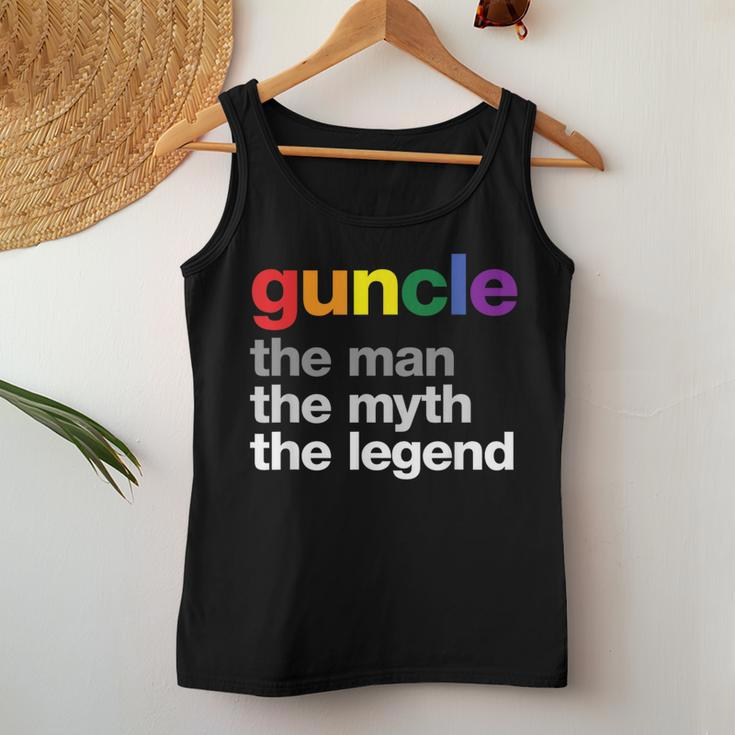 Guncle The Myth The Man The Legend Gay Rainbow Uncle Women Tank Top Personalized Gifts