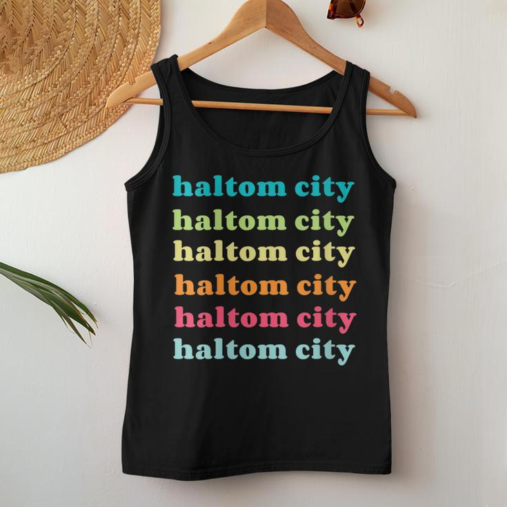 Haltom City Texas Tx Colorful Repeating Text Women Tank Top Unique Gifts