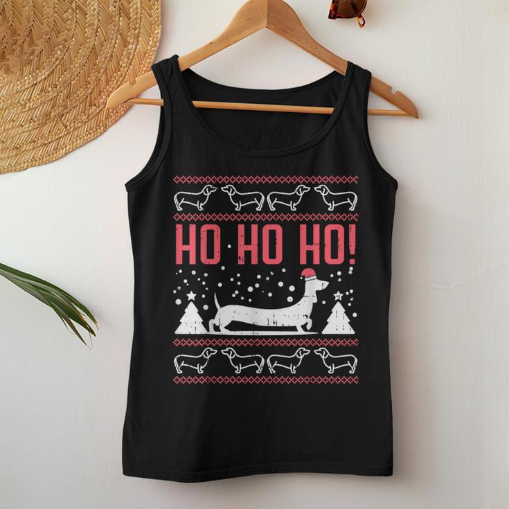 Ho Ho Dachshund Santa Ugly Christmas Sweater Dog Owner Pj Women Tank Top Funny Gifts