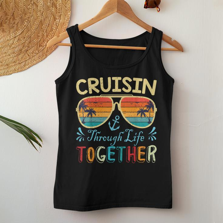 Husband Wife Cruise Vacation Cruisin' Through Life Together Women Tank Top Unique Gifts