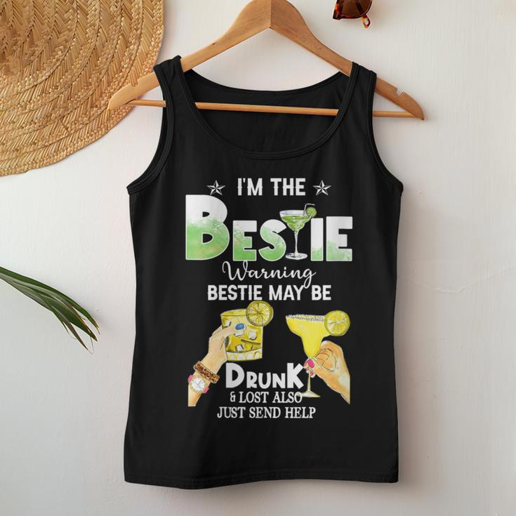 I'm The Bestie Warning Bestie Will Be Drunk Matching Bestie Women Tank Top Funny Gifts