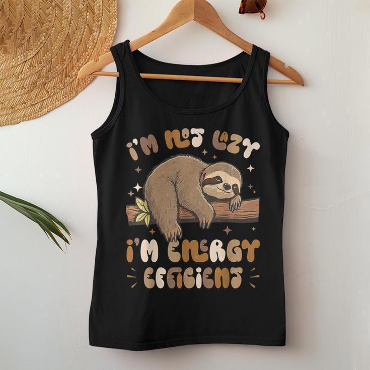 I'm Not Lazy I'm Energy Efficient Sloths Quote Saying Women Tank Top Unique Gifts