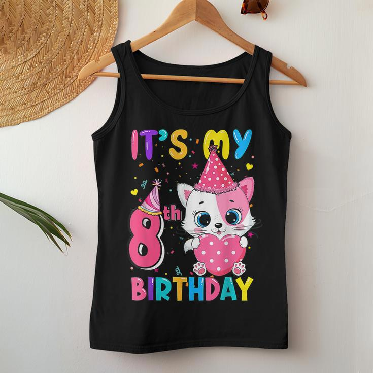 It's My 8Th Birthday Girl Cat Birthday 8 Year Old Women Tank Top Funny Gifts