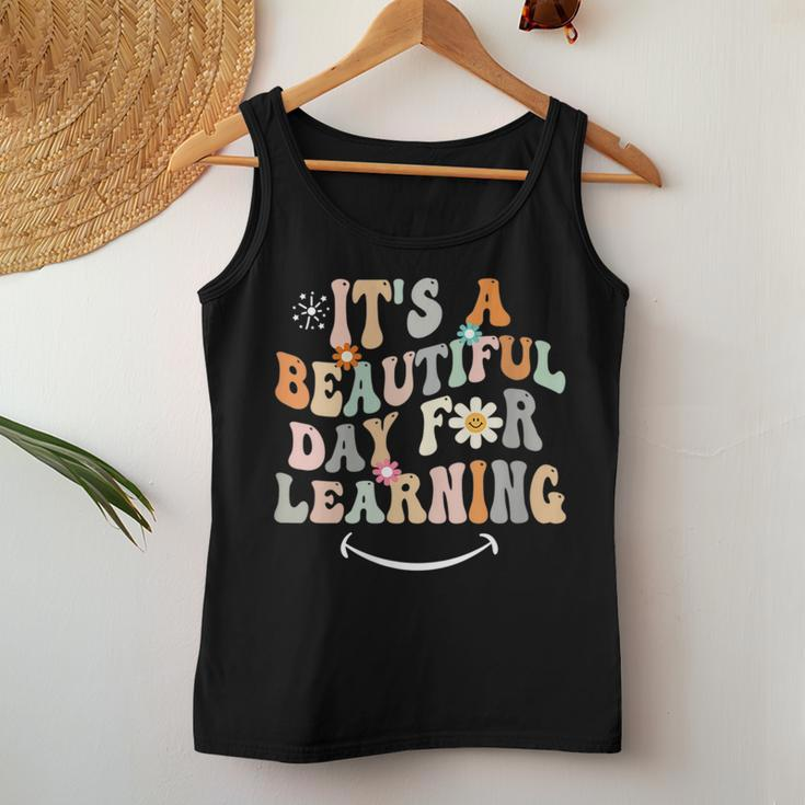 It's Beautiful Day For Learning Retro Teacher Students Women Tank Top Funny Gifts