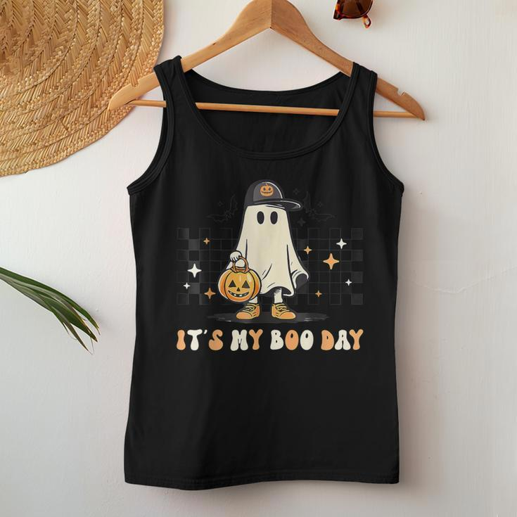 It's My Boo Day Groovy Boy Halloween Birthday Ghost Girls Women Tank Top Unique Gifts