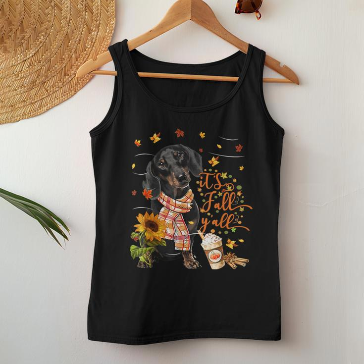 It's Fall Y'all Dachshund Dog Thanksgiving Halloween Women Tank Top Unique Gifts