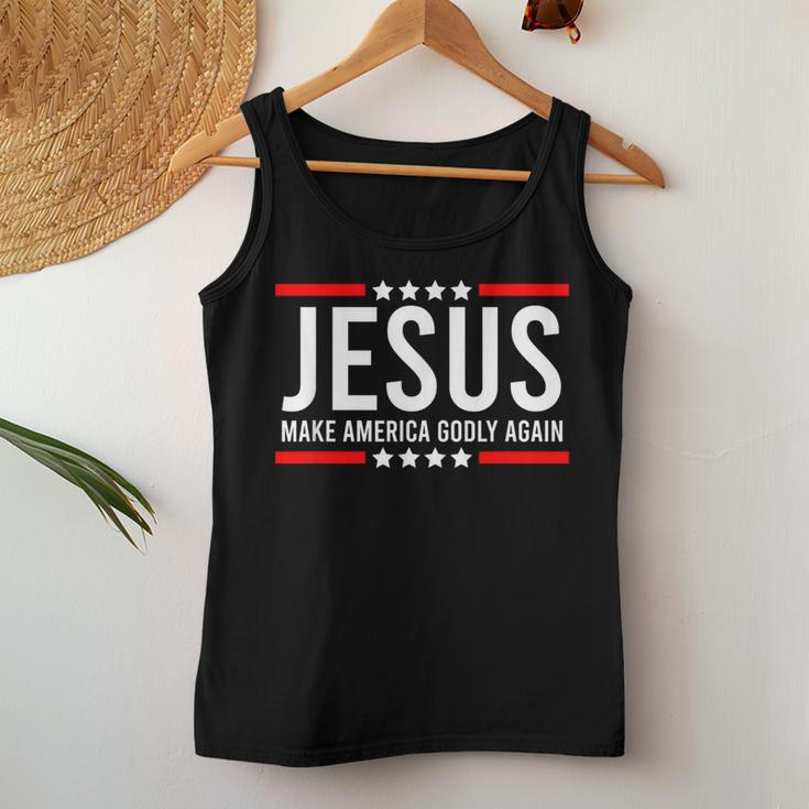Jesus Make America Godly Again Patriotic Christian Men Women Tank Top Weekend Graphic Unique Gifts