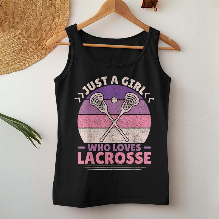 Just A Girl Who Loves Lacrosse Player Lax Lovers Lacrosse Women Tank Top Weekend Graphic Unique Gifts