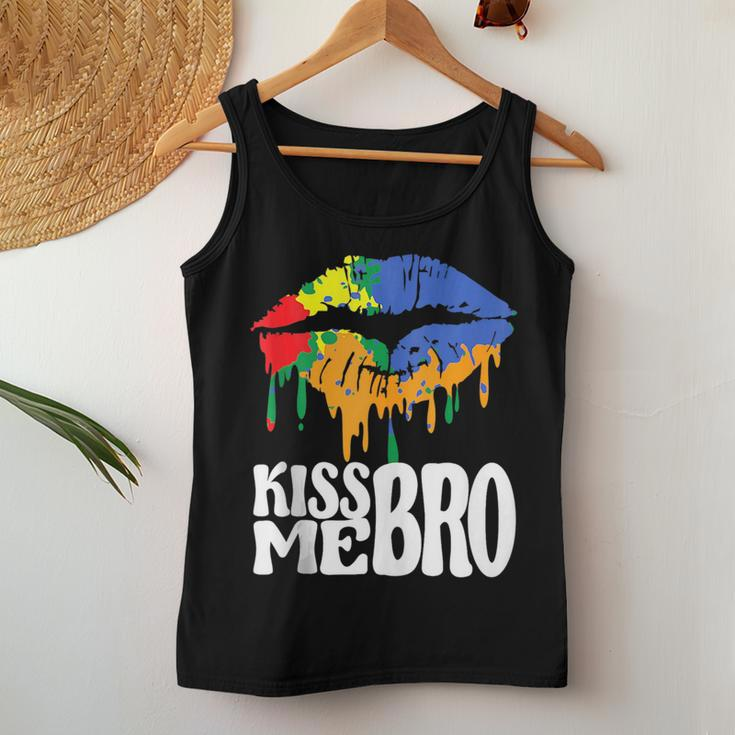 Kiss Me Bro Gay Rainbow Mouth To Kiss For Pride Person Women Tank Top Unique Gifts
