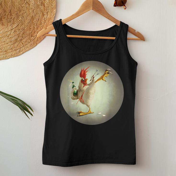 Kung Fu Rooster Fighting Chicken Funny Drinking Chicken Women Tank Top Weekend Graphic Unique Gifts