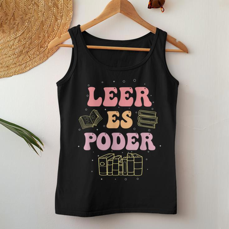 Leer Es Poder Groovy Spanish Teacher Bilingual Maestra Women Tank Top Unique Gifts