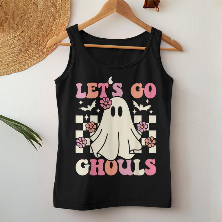 Let's Go Ghouls Halloween Ghost Costume Retro Groovy Women Tank Top Funny Gifts