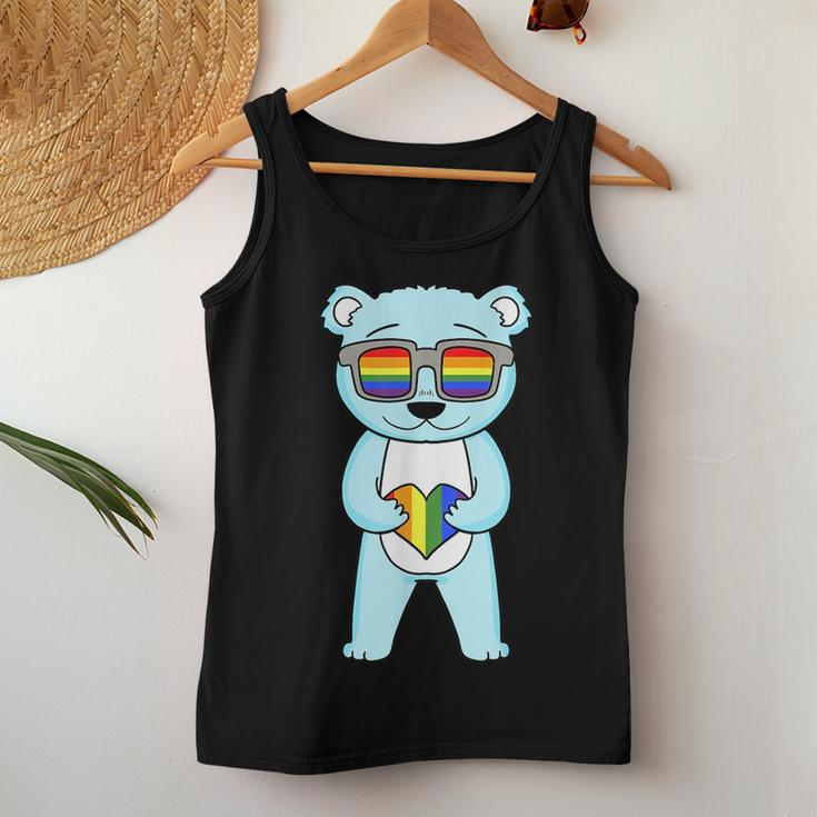 Lgbt Supporter Bear Rainbow Gay Pride Lgbt Heart Women Tank Top Unique Gifts