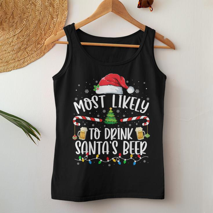 Most Likely To Drink Santa's Beer Christmas Drinking Wine Women Tank Top Funny Gifts