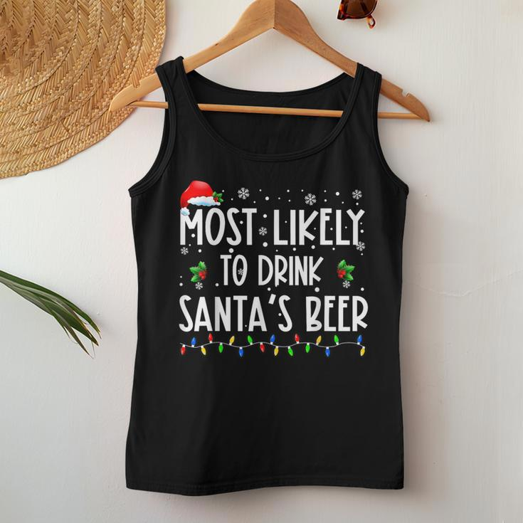 Most Likely To Drink Santa's Beer Christmas Women Tank Top Unique Gifts