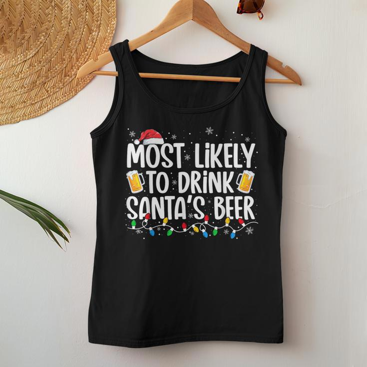 Most Likely To Drink Santa's Beer Christmas Drinking Women Tank Top Personalized Gifts