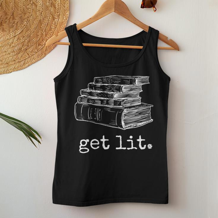 Get Lit With Books Meme Women Tank Top Unique Gifts