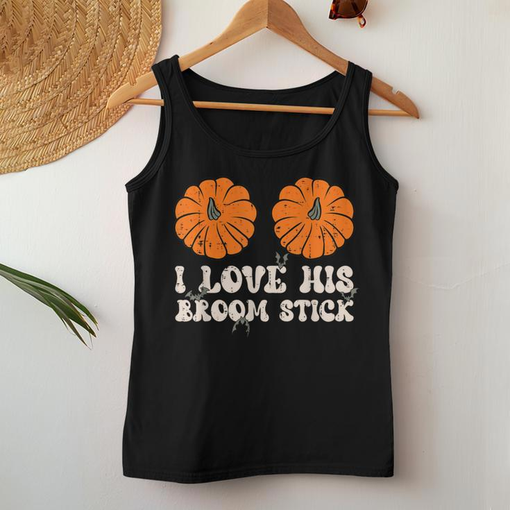 I Love His Broomstick Halloween Groovy Couples Matching Women Tank Top Funny Gifts