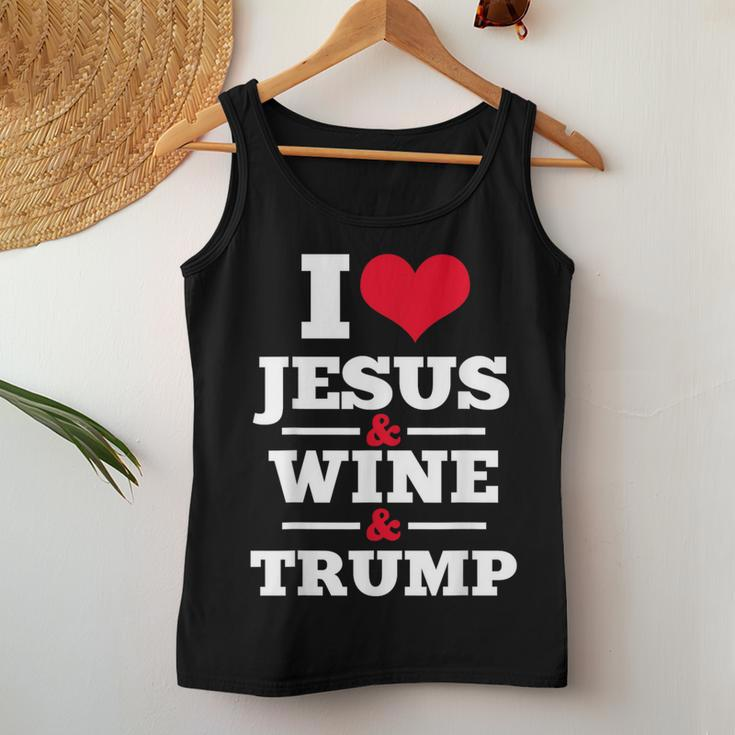 Love Jesus Wine Trump Religious Christian Faith Mom Women Tank Top Unique Gifts