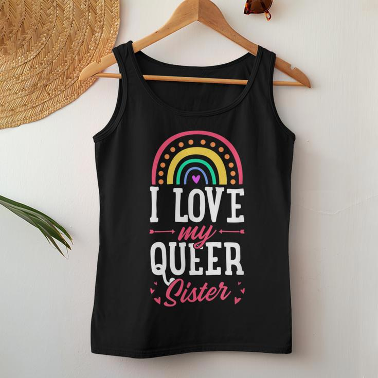 I Love My Queer Sister Gay Pride Bohemian Rainbow Sibling Women Tank Top Unique Gifts
