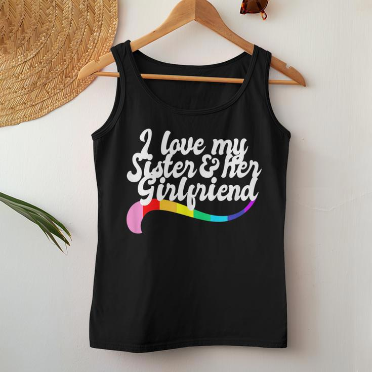 I Love My Sister & Her Girlfriend Gay Sibling Pride Lgbtq Women Tank Top Unique Gifts