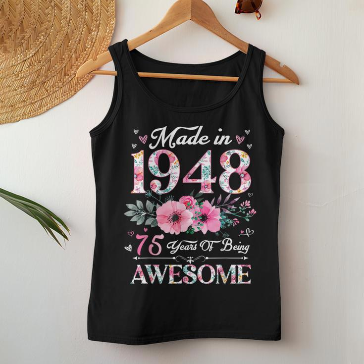 Made In 1948 Floral 75 Year Old 75Th Birthday Women Tank Top Funny Gifts