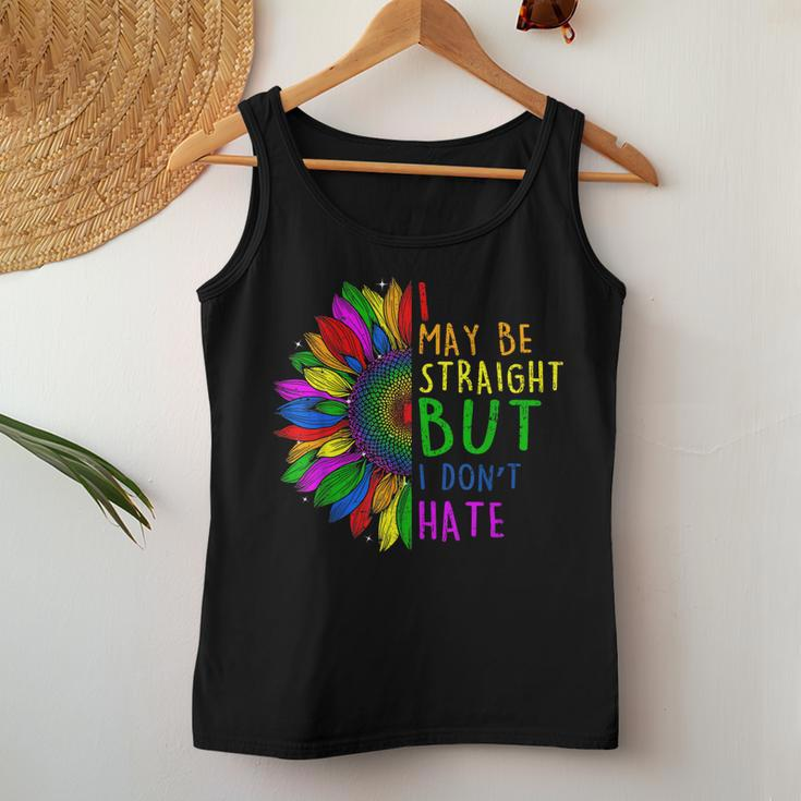 I May Be Straight But I Dont Hate I Lgbt Sunflower Rainbow Women Tank Top Unique Gifts