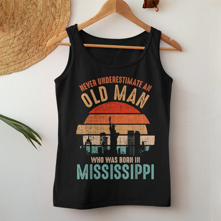Mb Never Underestimate An Old Man Born In Mississippi Women Tank Top Funny Gifts