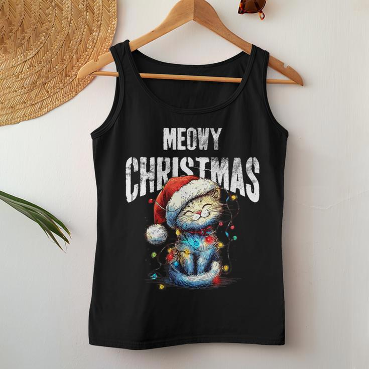 Meow Christmas Cat Mom Cat Dad Christmas Cat Women Tank Top Unique Gifts
