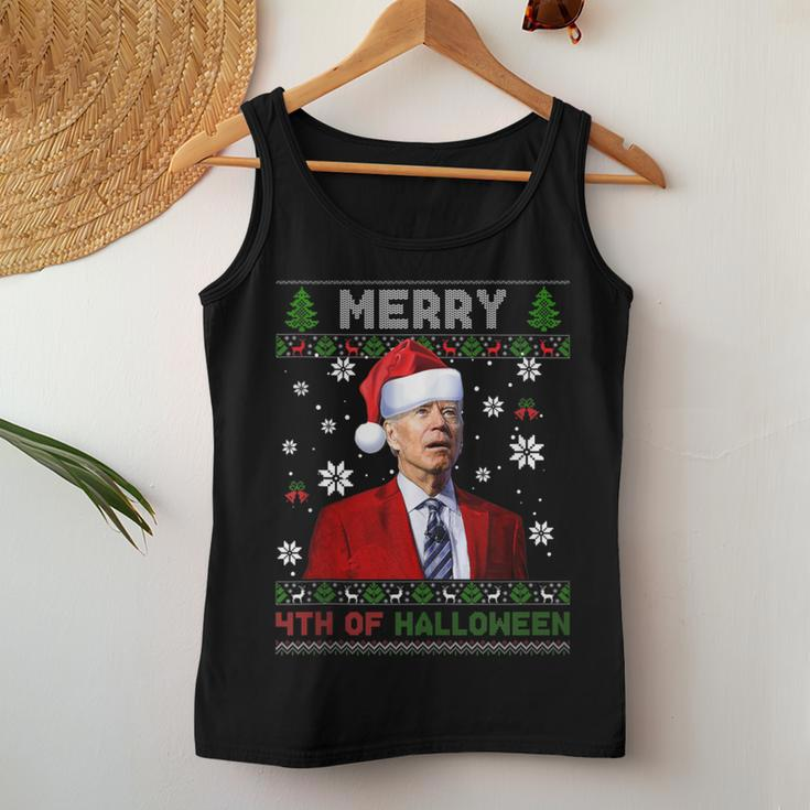 Merry 4Th Of Halloween Biden Ugly Christmas Sweater Women Tank Top Unique Gifts